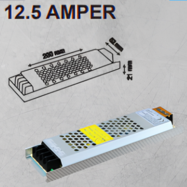  10en 12v 12.5 Ampere Ultra Slim Led Transformer