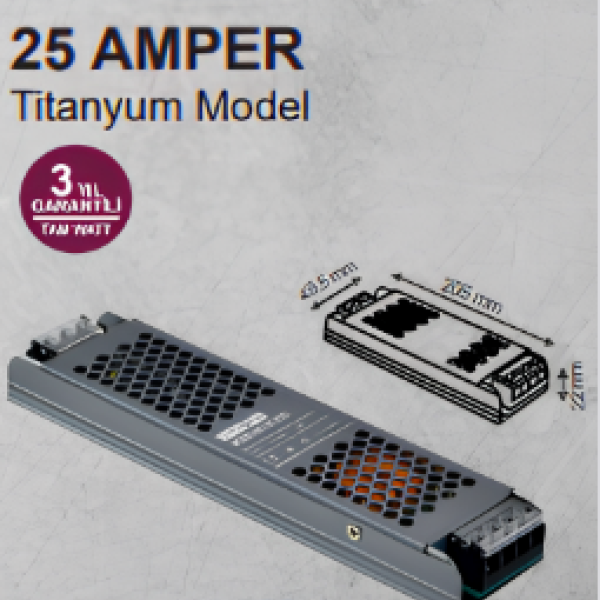  12V 25 Ampere Titanium Slim Case Led Transformer