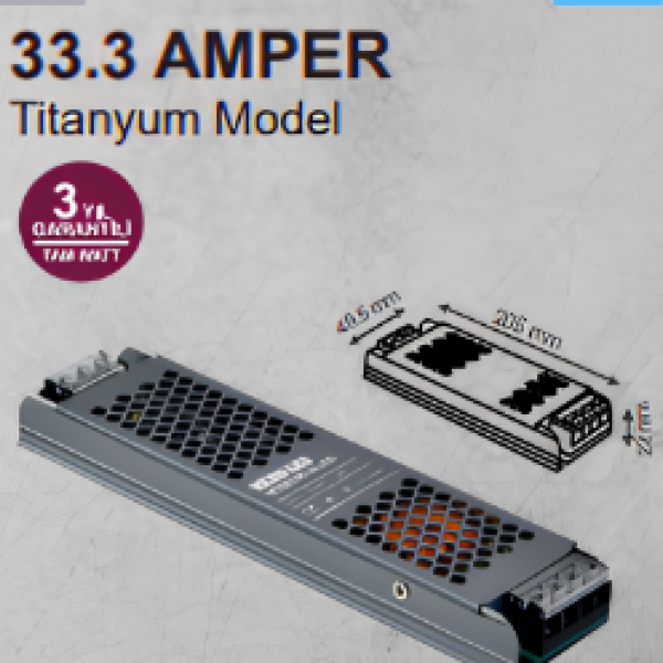  12V 33.3 Ampere Slim Case Titanium LED Transformer