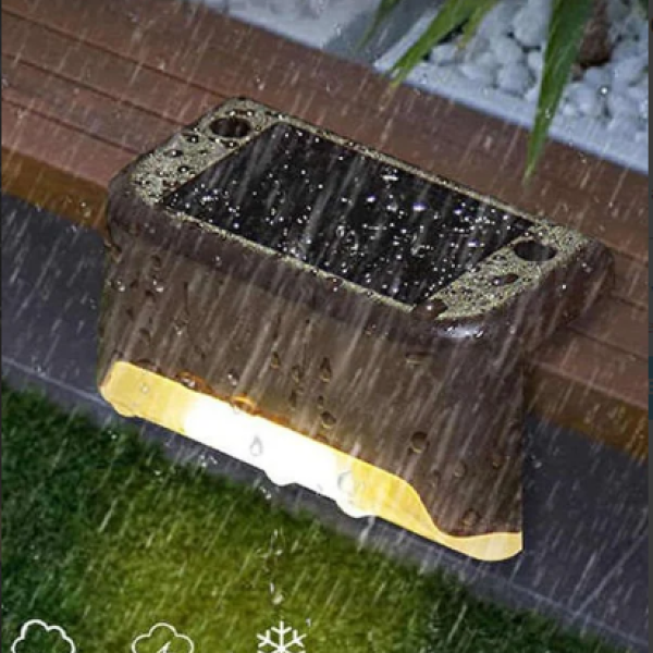 4 Pieces Solar Powered Rechargeable Bracket Stair Patio Garden Led Lamp 3200K