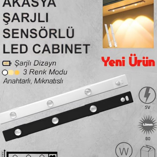 Akasya Rechargeable Sensor Led Cabinet with Switch