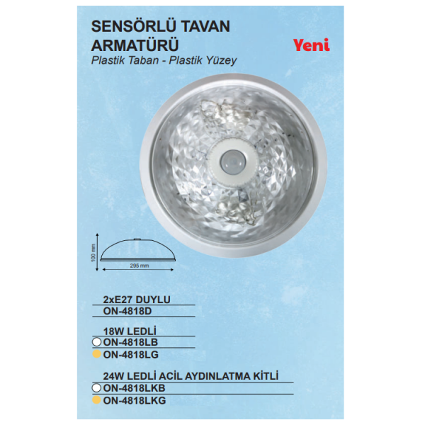 20 Watt Full LED Ceiling Luminaire with Sensor Emergency Lighting Kit