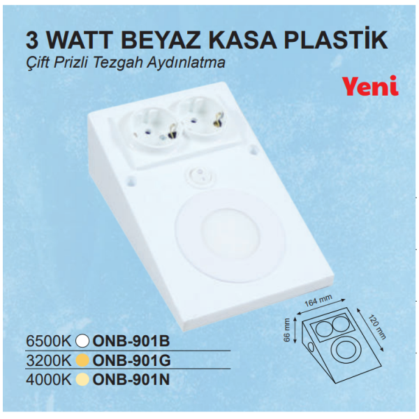 10EN Kitchen Under Cabinet, Under Counter Socket 3W White Case White Light LED Lighting