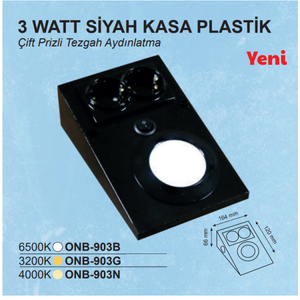 10EN Kitchen Under Cabinet, Under Counter Socket 3W White LED Illuminated Black Case