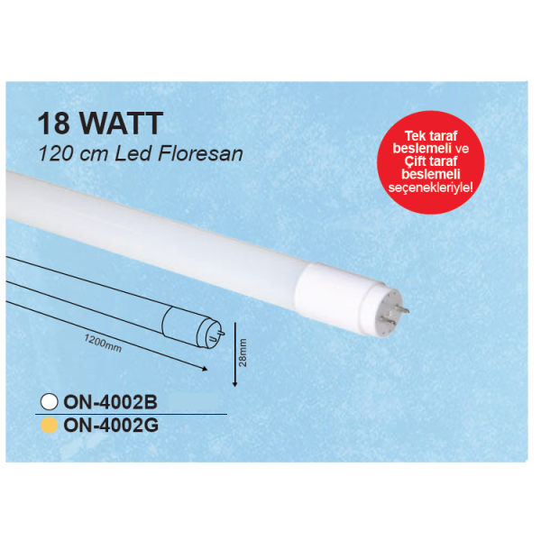 10EN 18w 120cm LED Fluorescent (double sided) 220v