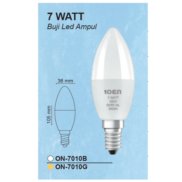 10EN 7W Spark Plug Candle LED Bulb E14 Thin Cap