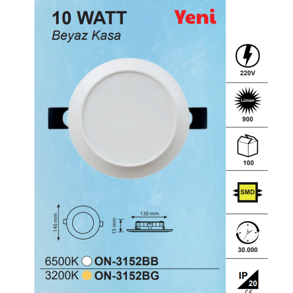 10EN 10w Recessed Led Panel Backlight White Case