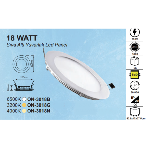 10EN 18W Recessed Round LED Panel