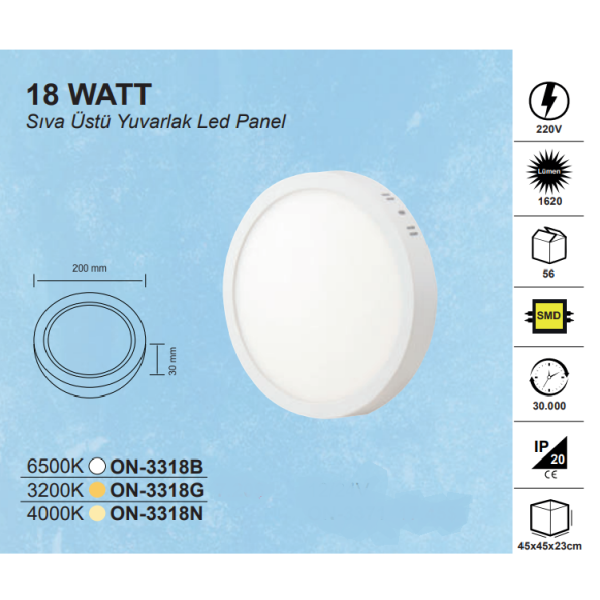 10en 18w Surface Mounted Round Led Panel