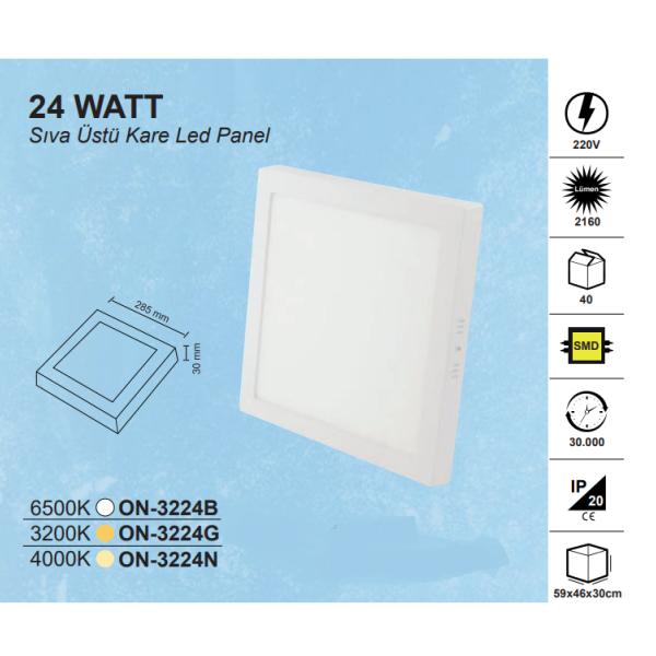 10en 24w Surface Mounted Square Led Panel