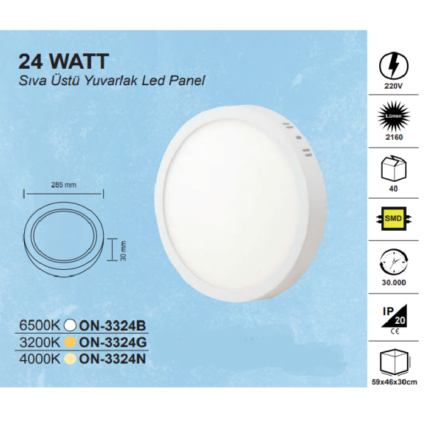 10en 24w Surface Mounted Round Led Panel