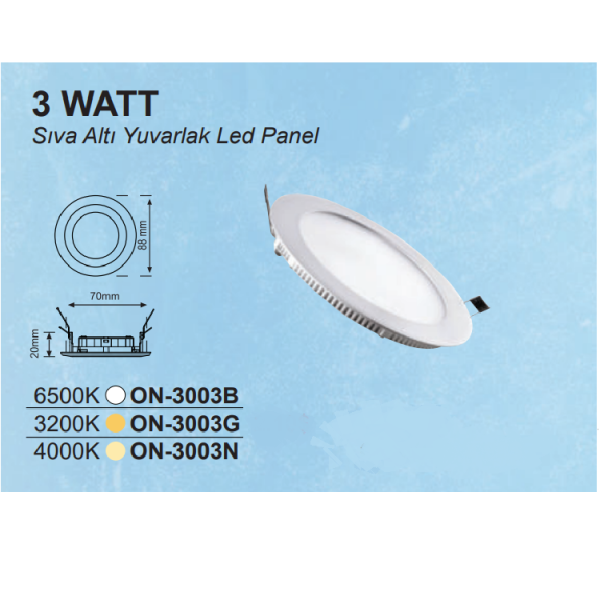 10EN 3W Recessed Round LED Panel